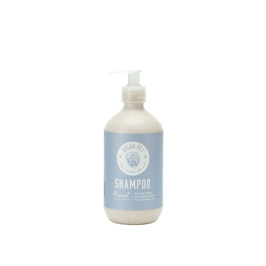 Bottle of Salka Pet shampoo 
